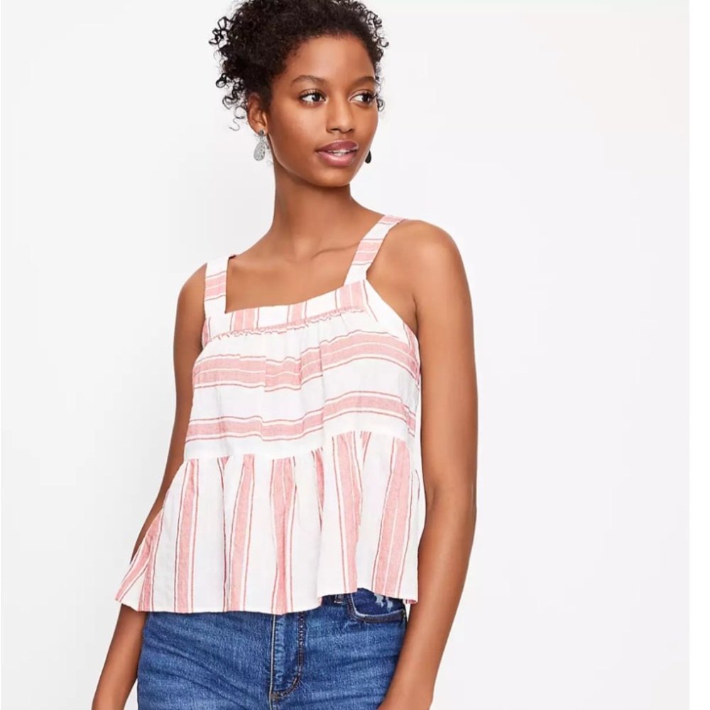 *NWT LOFT Petite Striped Tiered Top